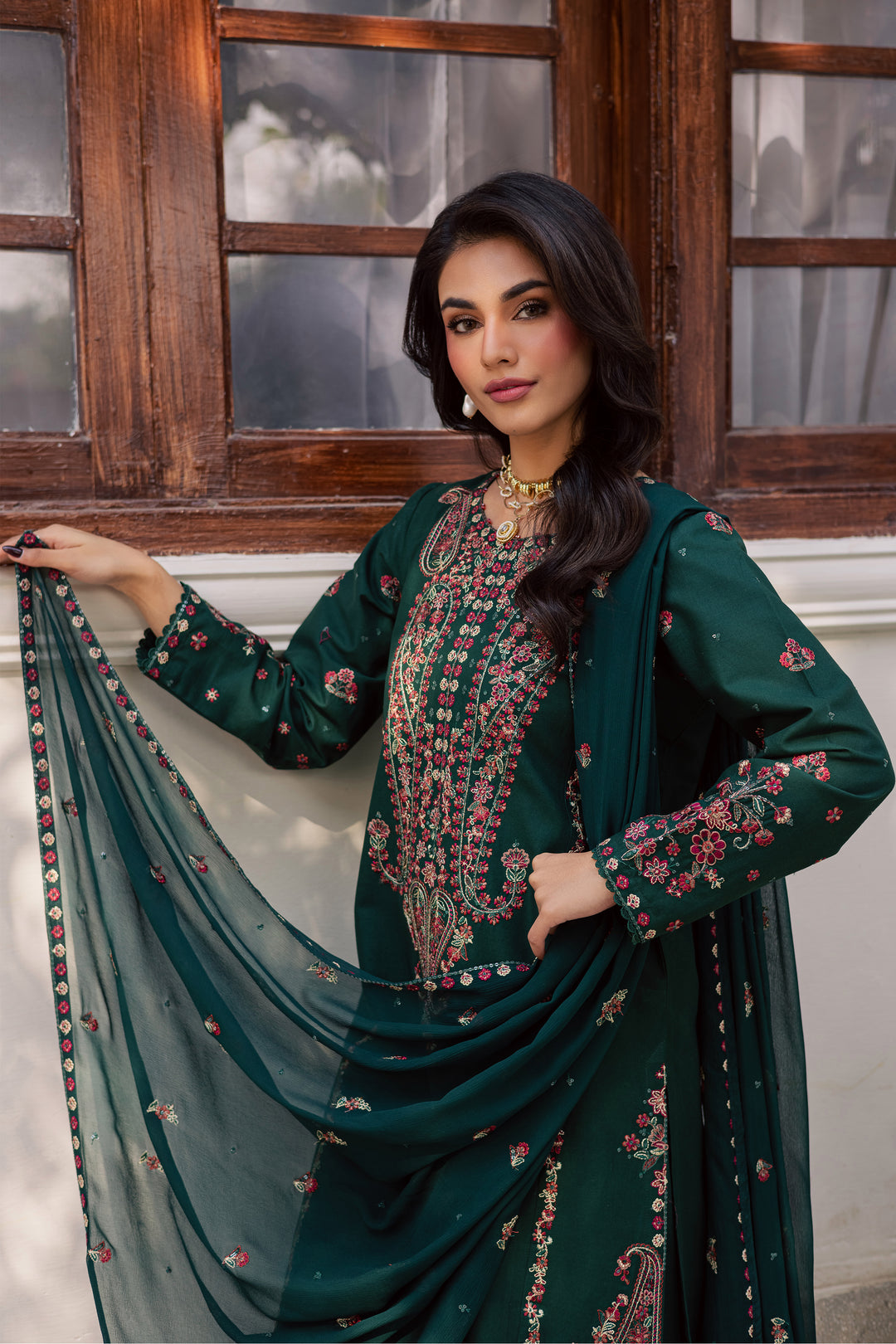 Rain 3Pc - Embroidered Khaddar Dress