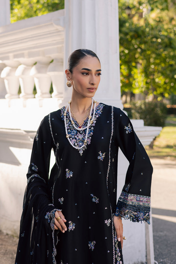 Black Ziva 3Pc - Festive Embroidered Lawn