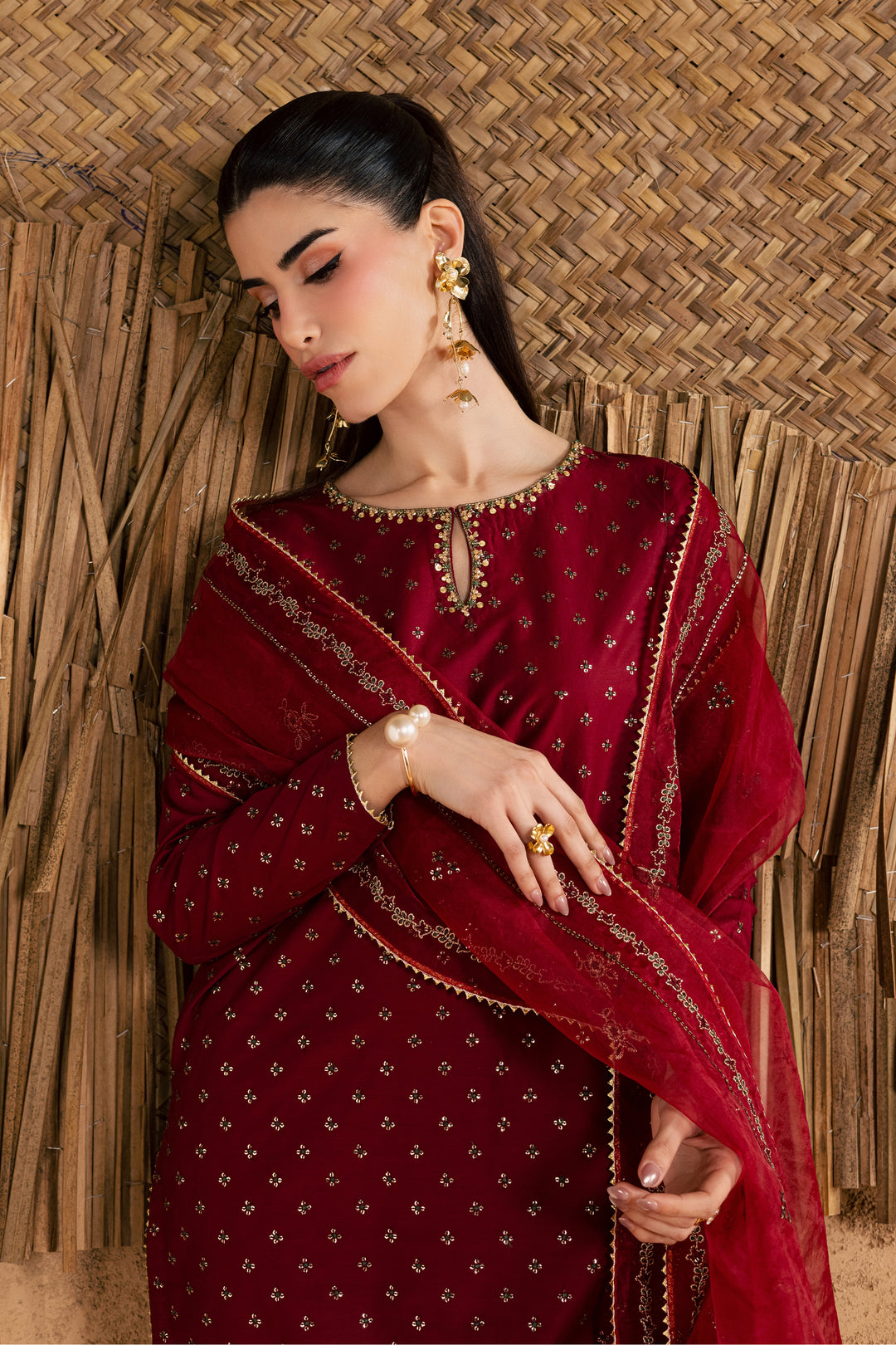 Red Monaco 3Pc - Festive Eid Pret