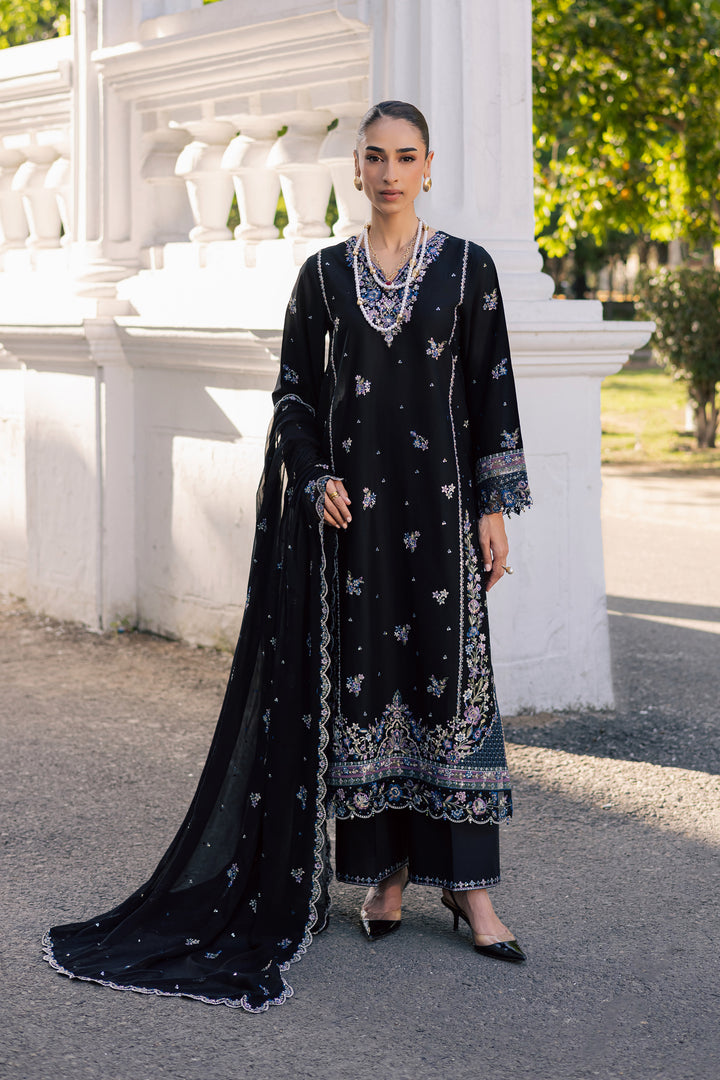 Black Ziva 3Pc - Festive Embroidered Lawn