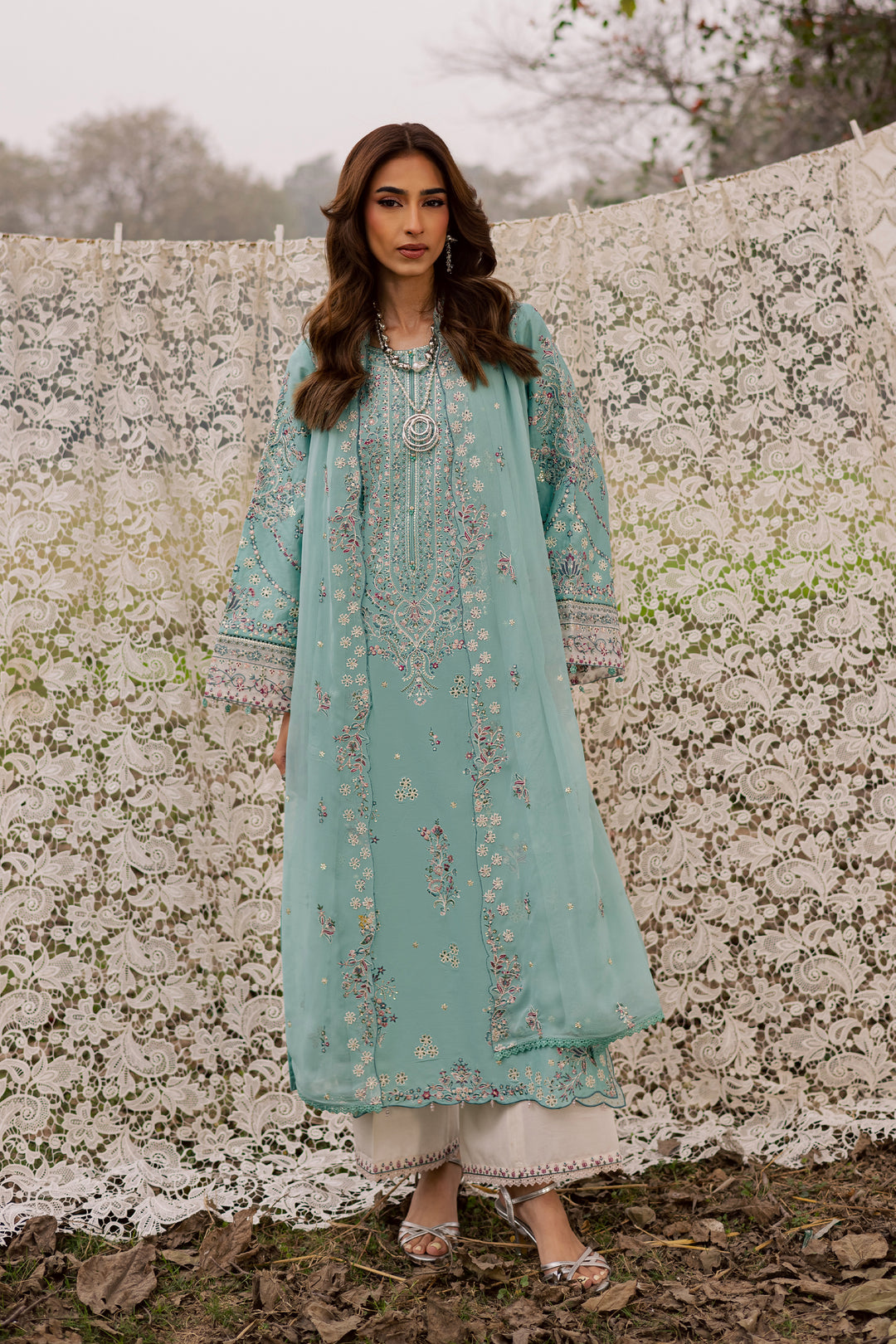Emerald Toska 3Pc - Festive Embroidered Lawn