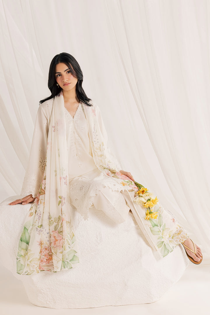 Izel Swan 3Pc - Embroidered Lawn Dress