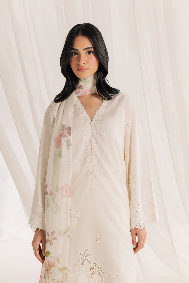 Izel Swan 3Pc - Embroidered Lawn Dress
