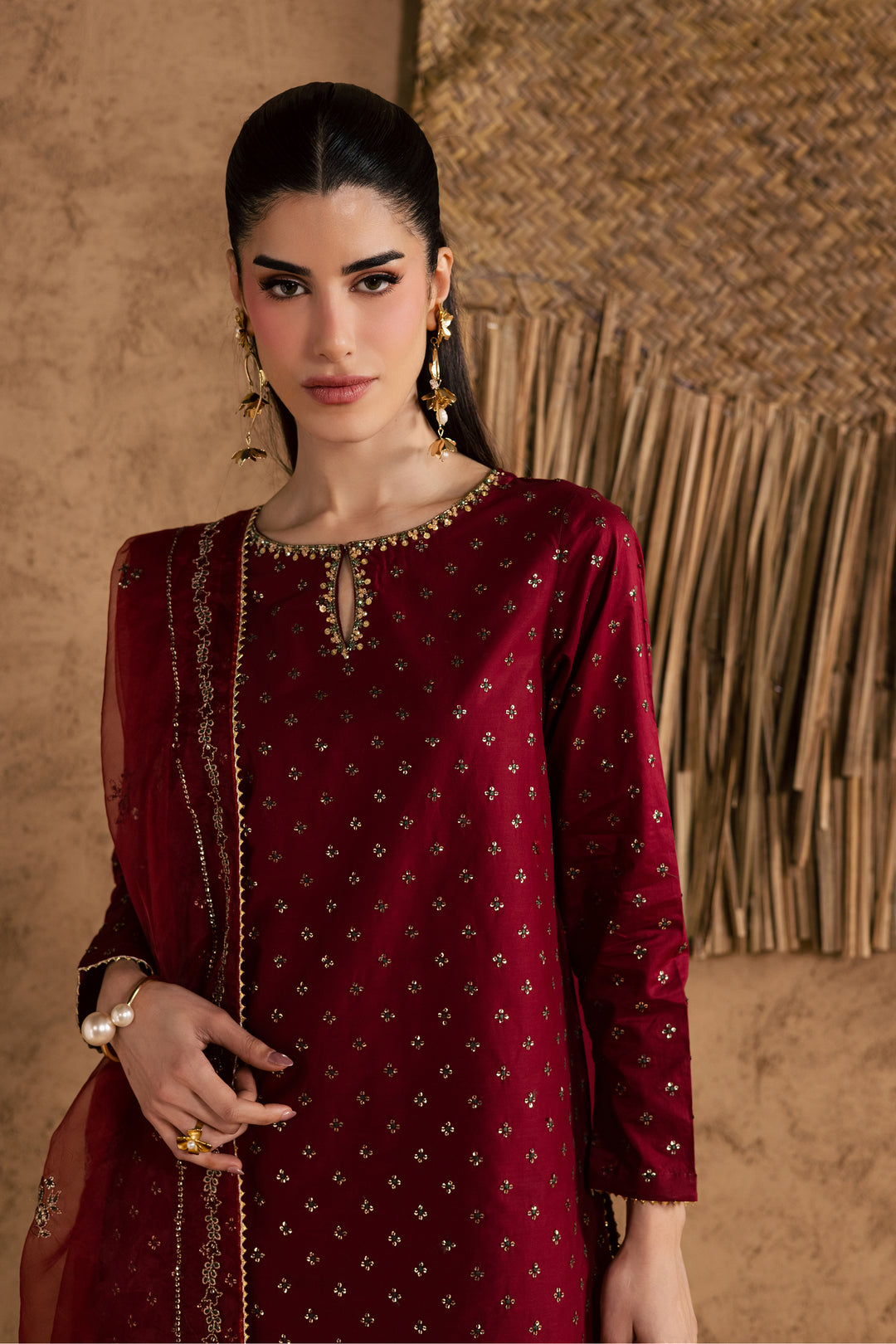 Red Monaco 3Pc - Festive Eid Pret