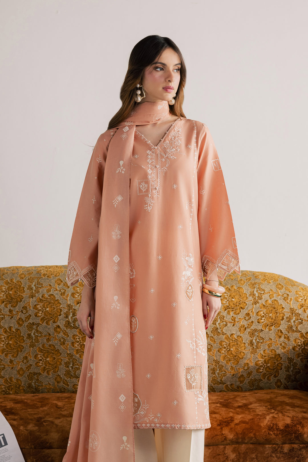 Coraline 3Pc - Embroidered Lawn Dress