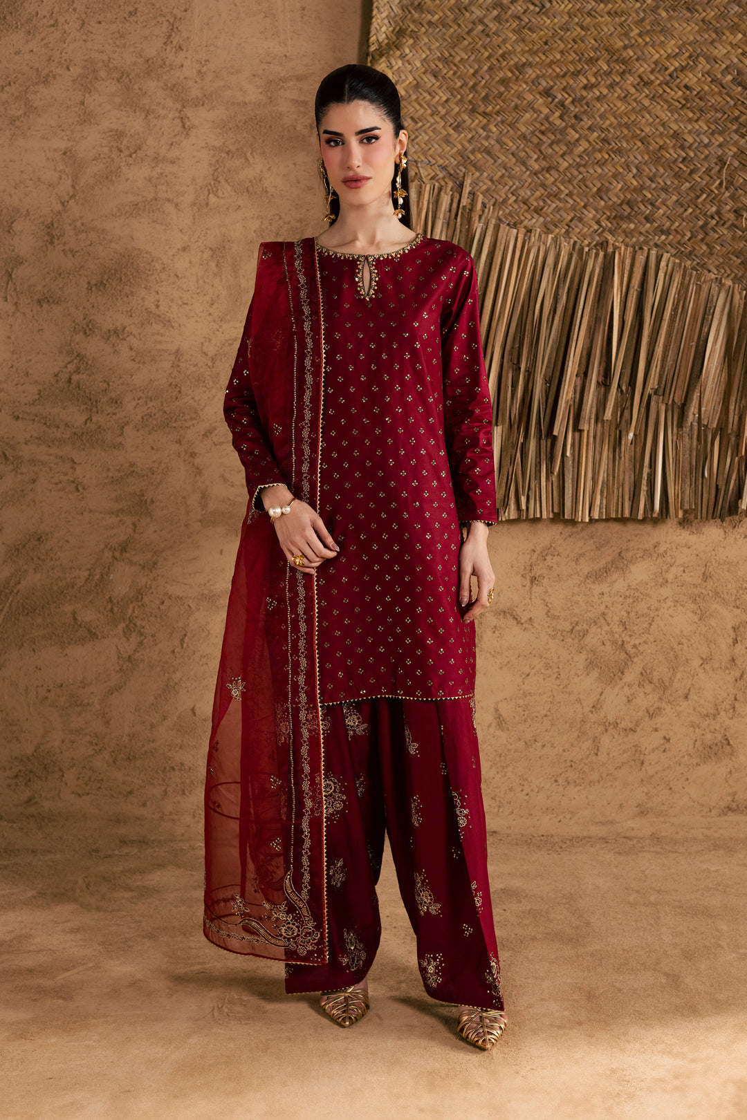 Red Monaco 3Pc - Festive Eid Pret