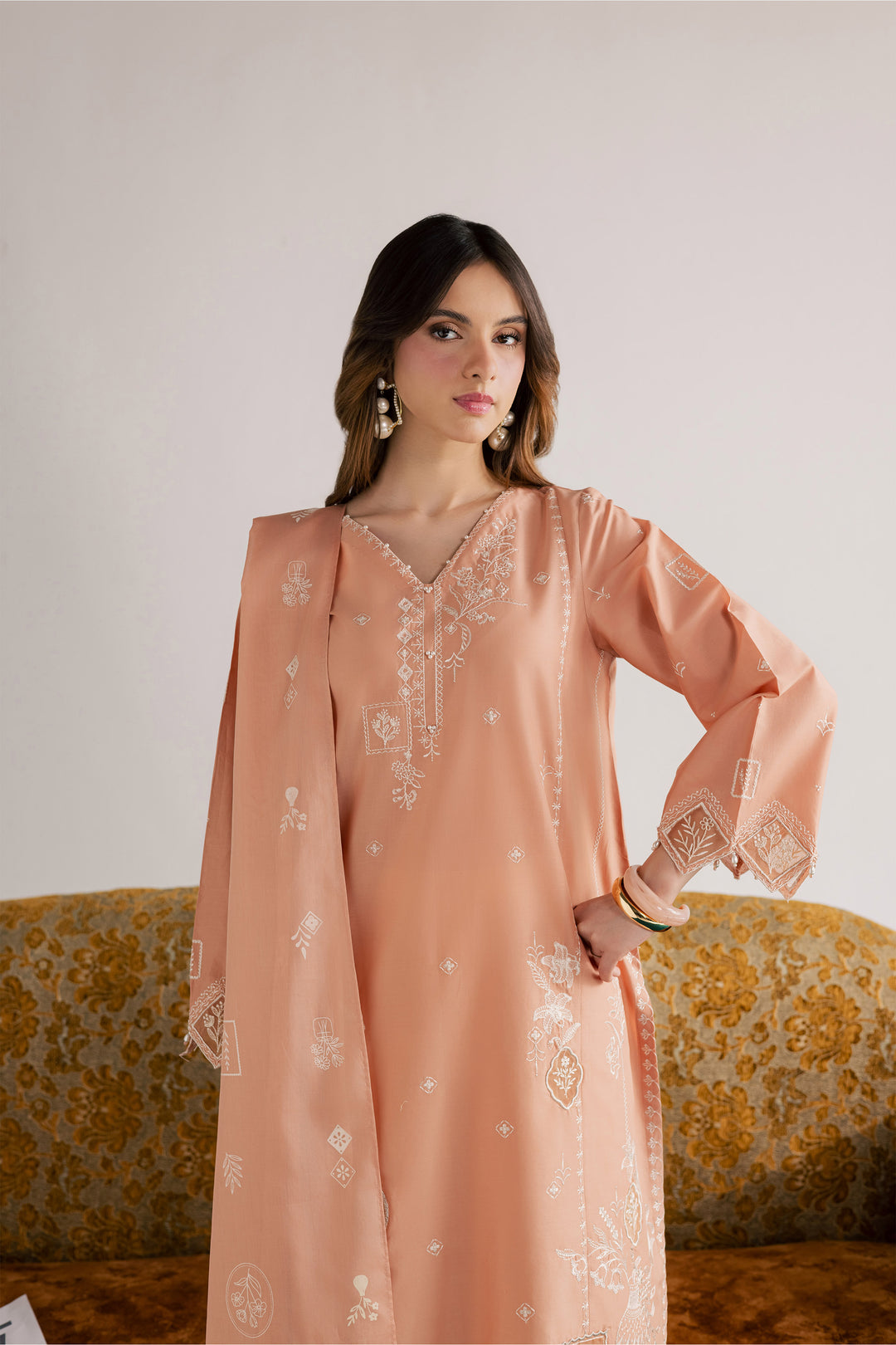 Coraline 3Pc - Embroidered Lawn Dress