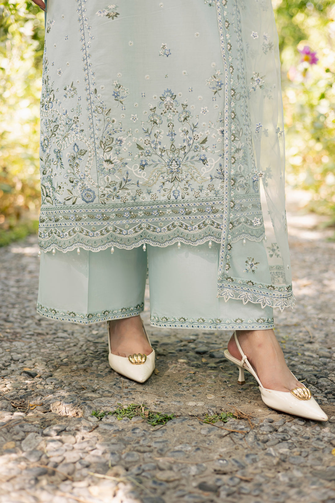 Blue Petra 3Pc - Festive Embroidered Lawn