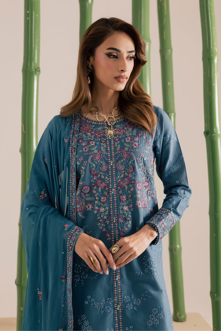 Blue Kaavish 3Pc - Embroidered Khaddar Dress