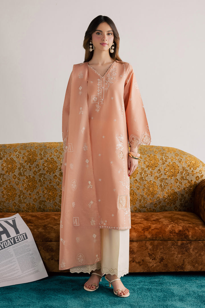 Coraline 3Pc - Embroidered Lawn Dress