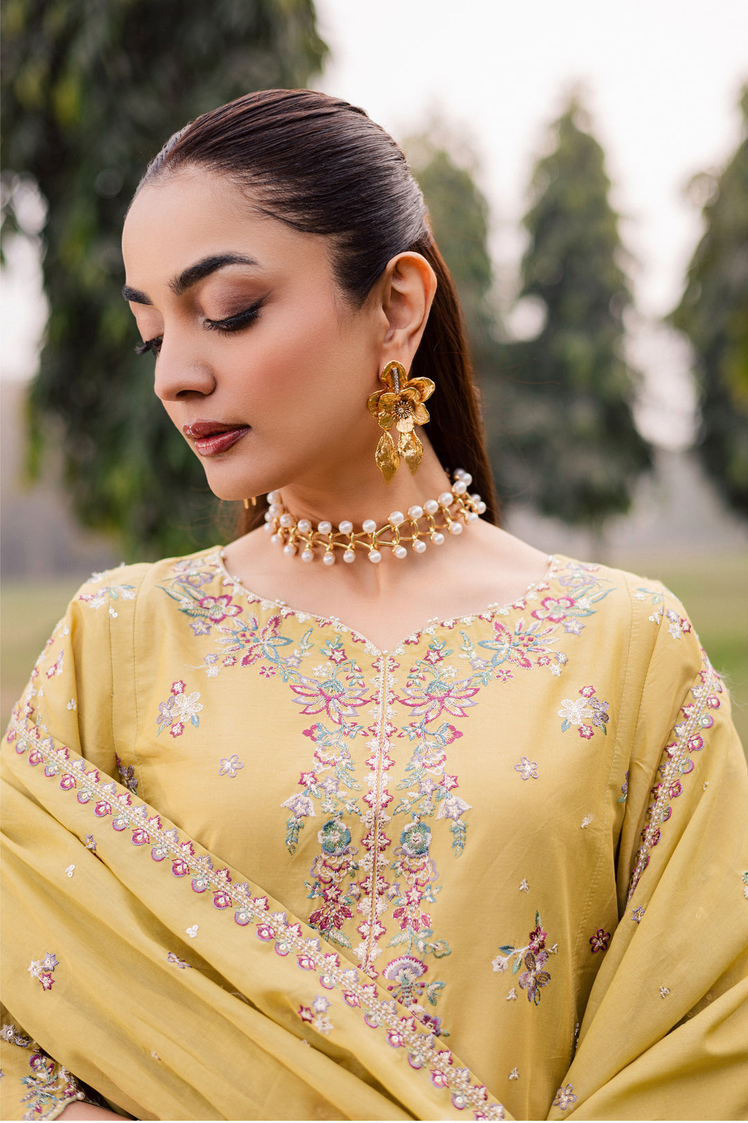 Salwah 3Pc - Festive Embroidered Lawn