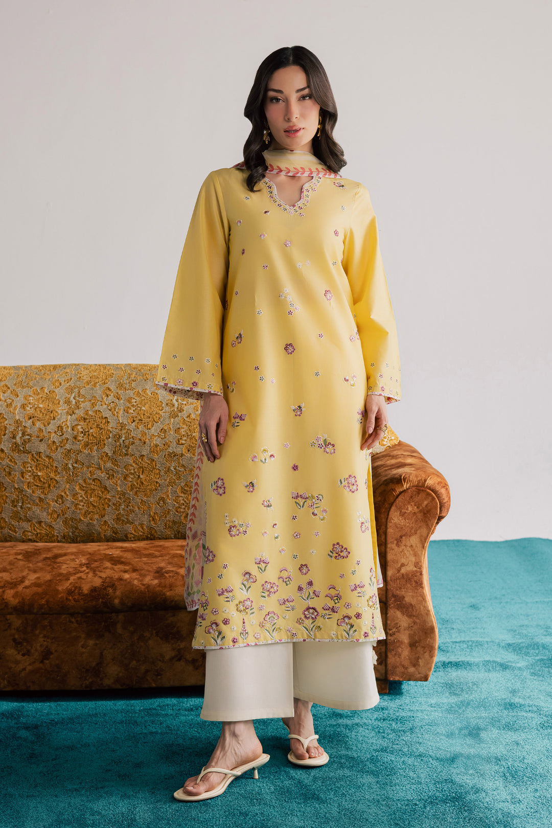Cardiff 3Pc - Embroidered Lawn Dress