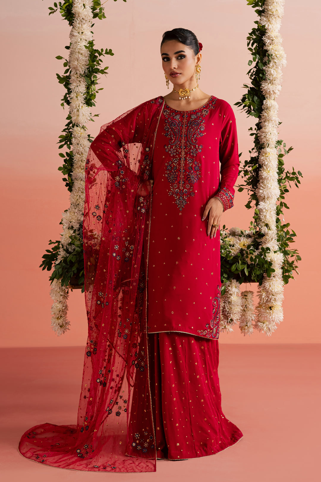 Red Sona 3Pc - Festive Luxe Pret