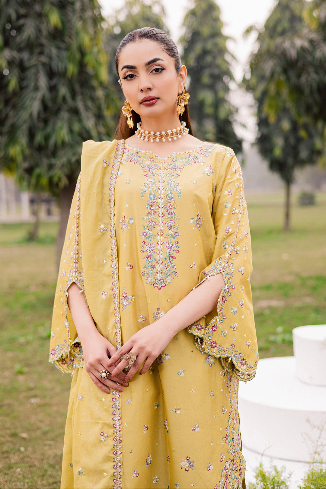 Salwah 3Pc - Festive Embroidered Lawn
