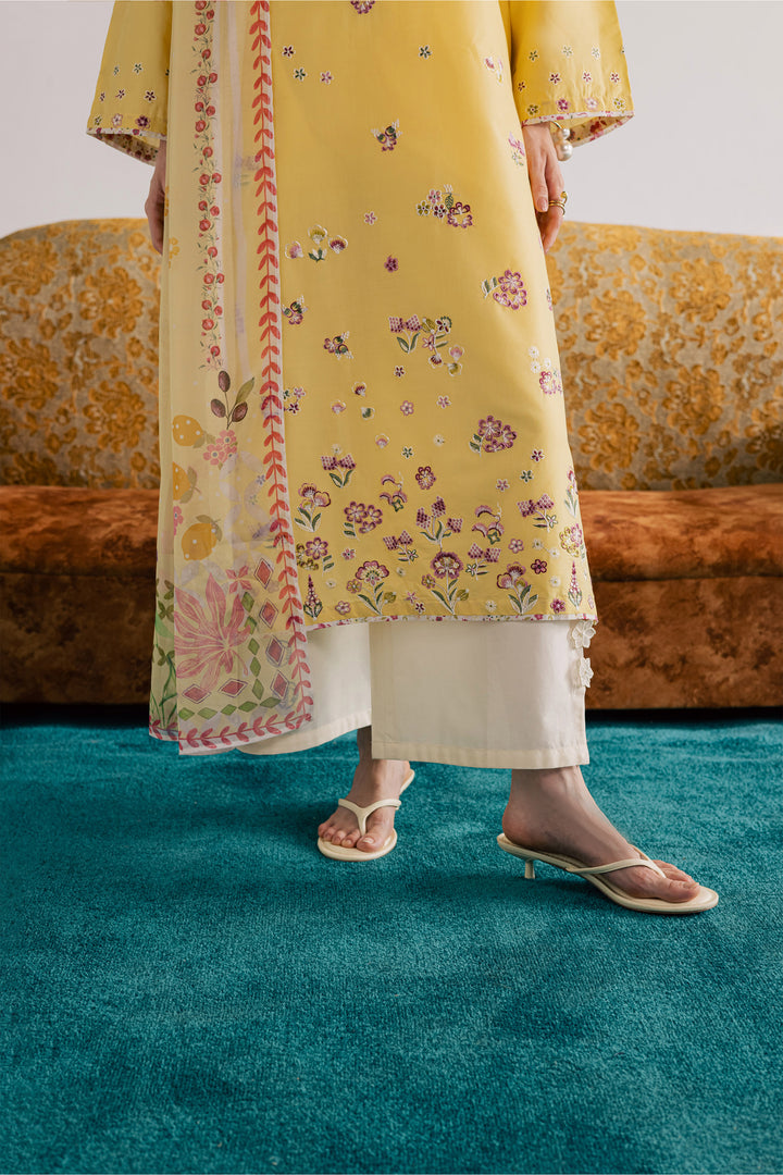 Cardiff 3Pc - Embroidered Lawn Dress