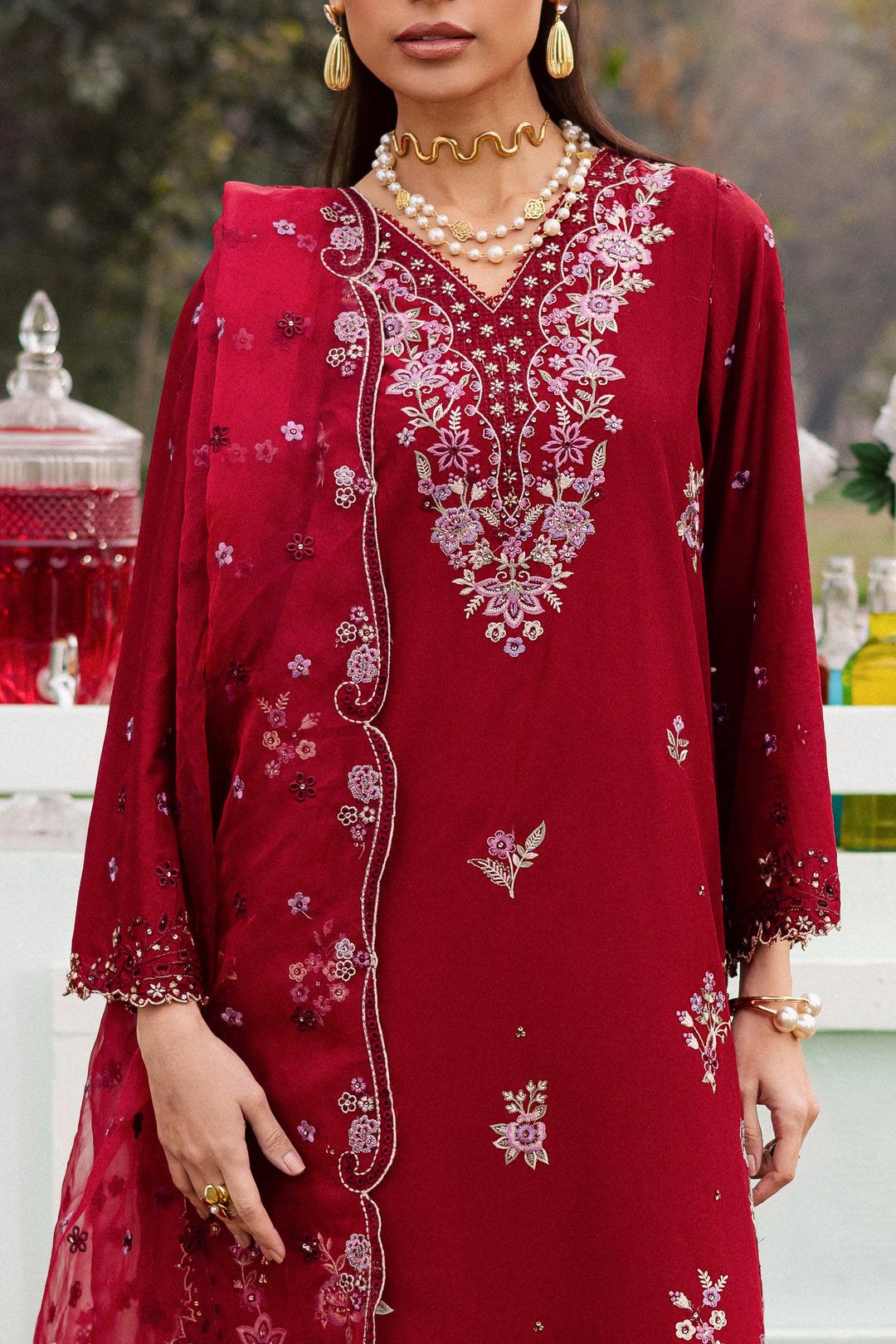 Ruby Ghazal 3Pc - Festive Embroidered Lawn