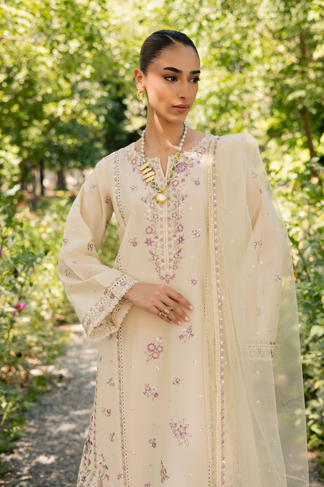 Vanilla 3Pc - Festive Embroidered Lawn
