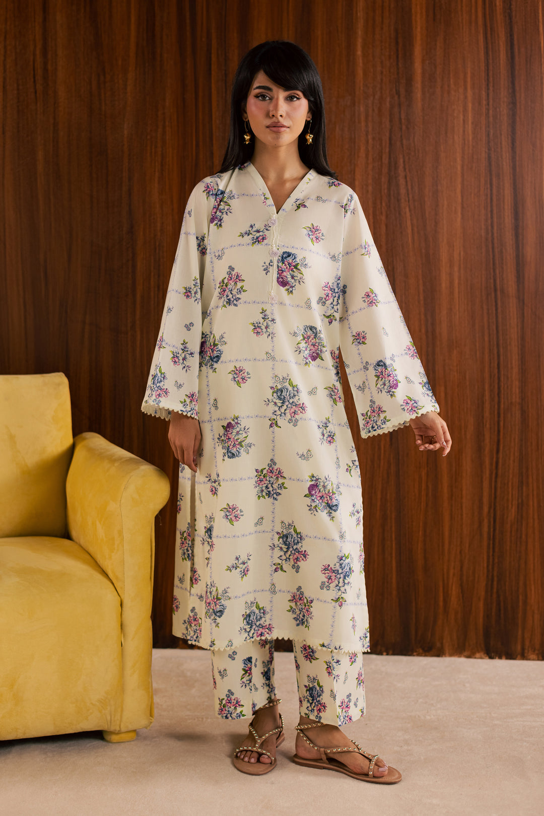 White Sally 2Pc - Printed Lawn Dress