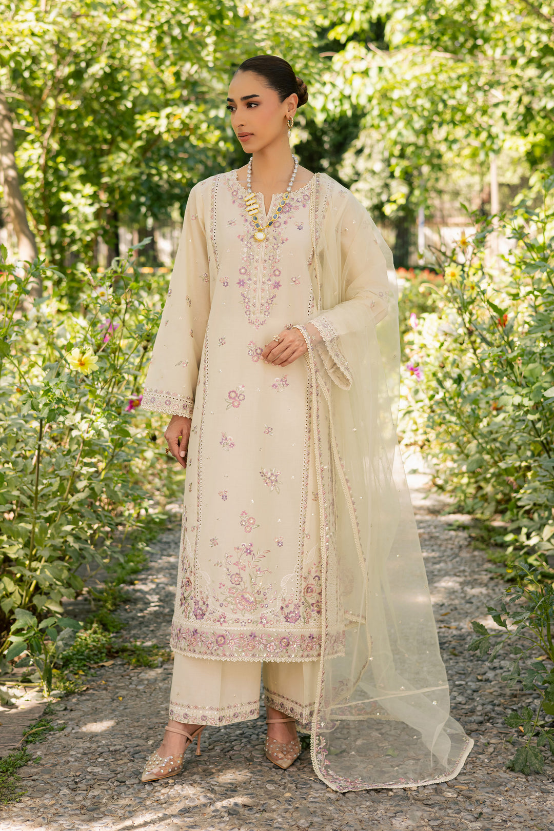 Vanilla 3Pc - Festive Embroidered Lawn