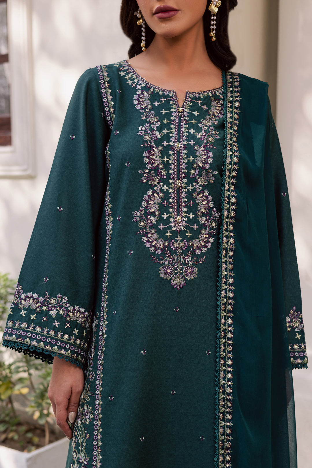 Safira 3Pc - Embroidered Karandi Dress