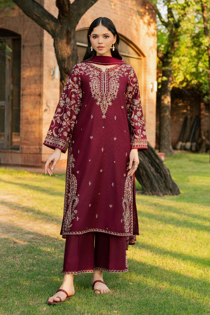 Nayra 3Pc - Embroidered Karandi Pret
