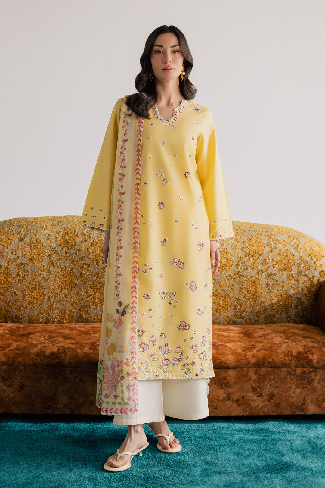 Cardiff 3Pc - Embroidered Lawn Dress