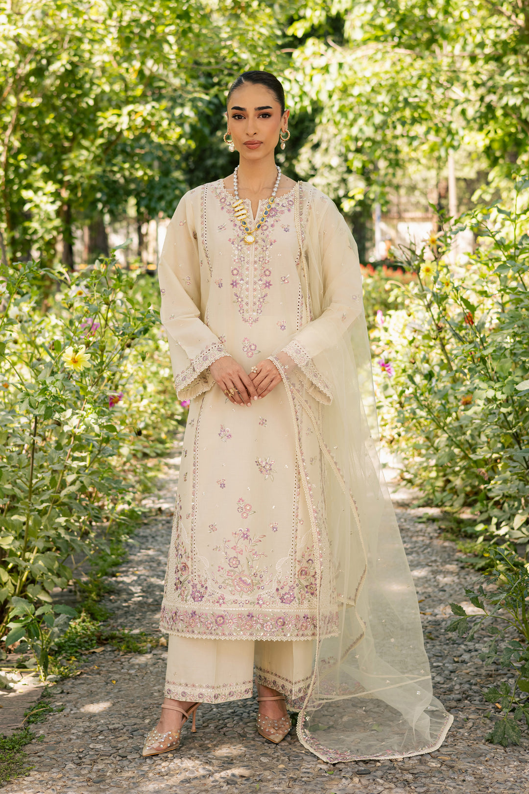 Vanilla 3Pc - Festive Embroidered Lawn
