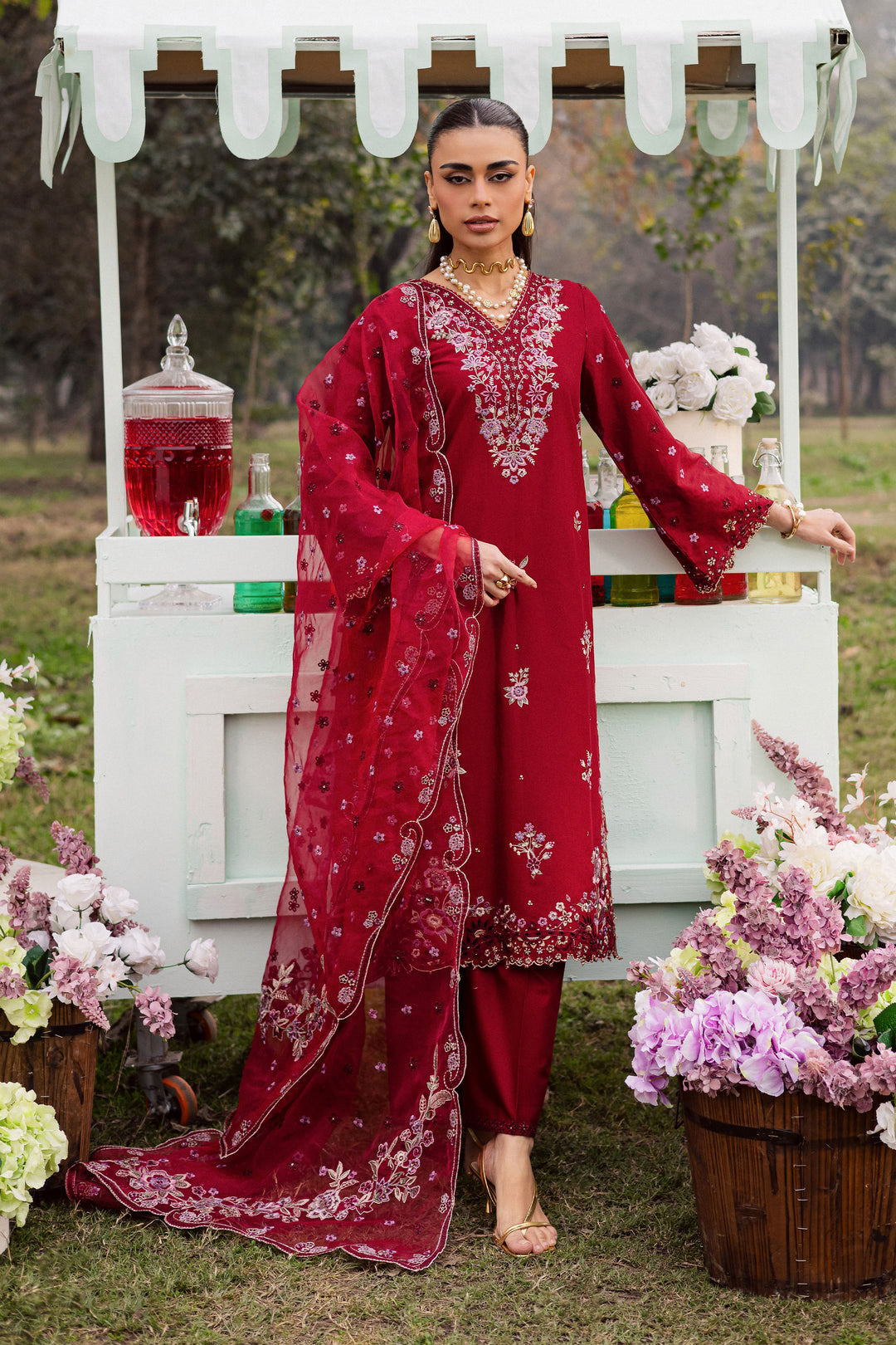 Ruby Ghazal 3Pc - Festive Embroidered Lawn