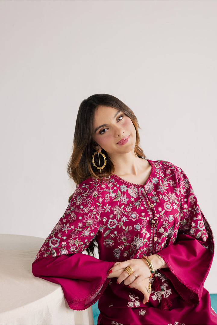 Pink Flora 2Pc - Embroidered Lawn Dress