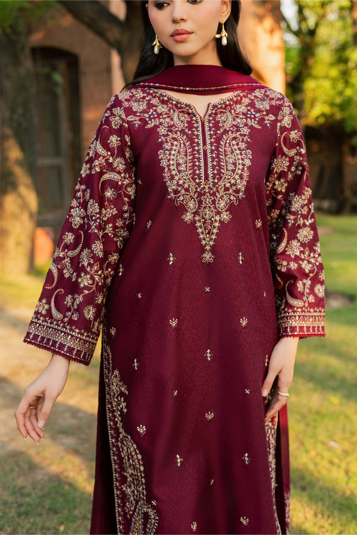 Nayra 3Pc - Embroidered Karandi Pret