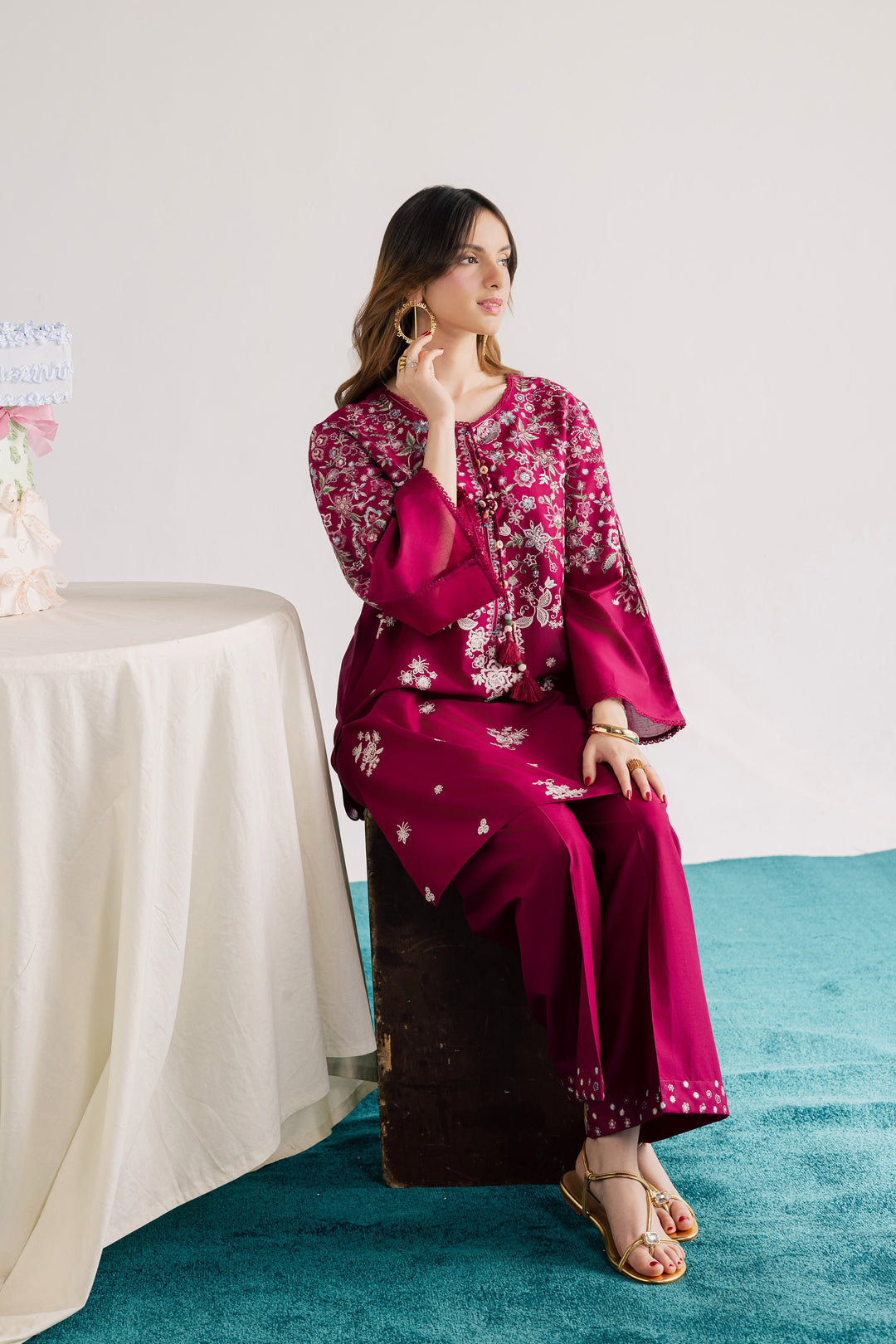 Pink Flora 2Pc - Embroidered Lawn Dress