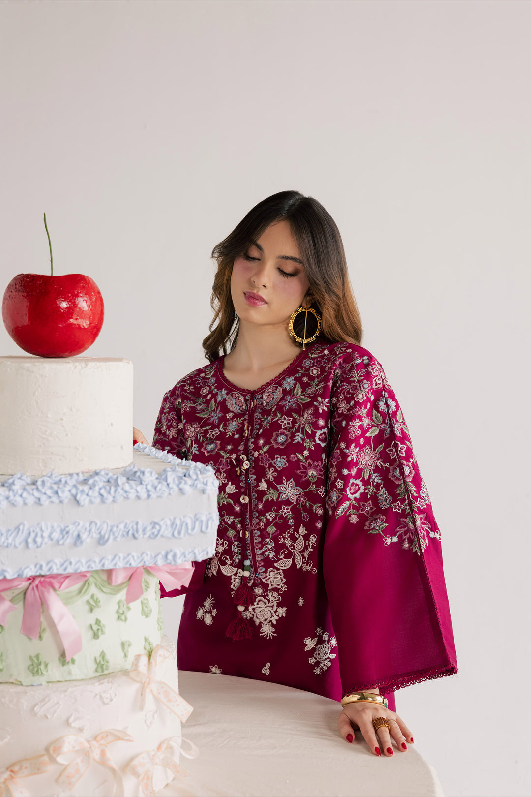 Pink Flora 2Pc - Embroidered Lawn Dress