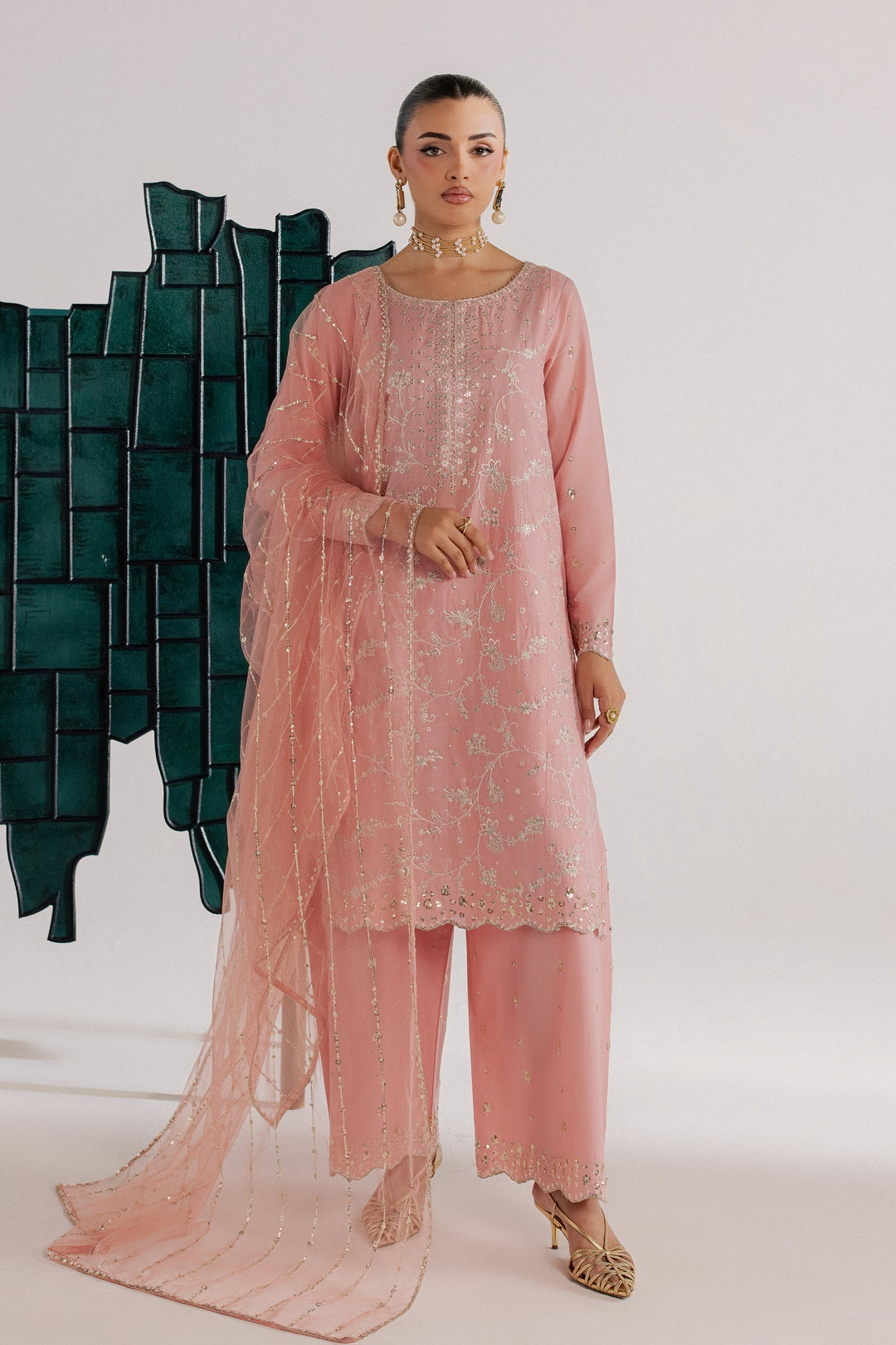 Pink Gulrukh 3Pc - Luxury Embroidered Lawn