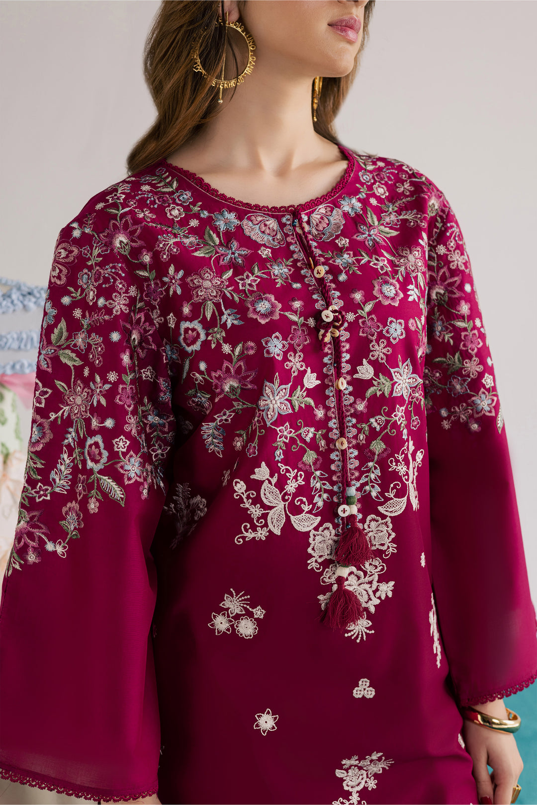Pink Flora 2Pc - Embroidered Lawn Dress