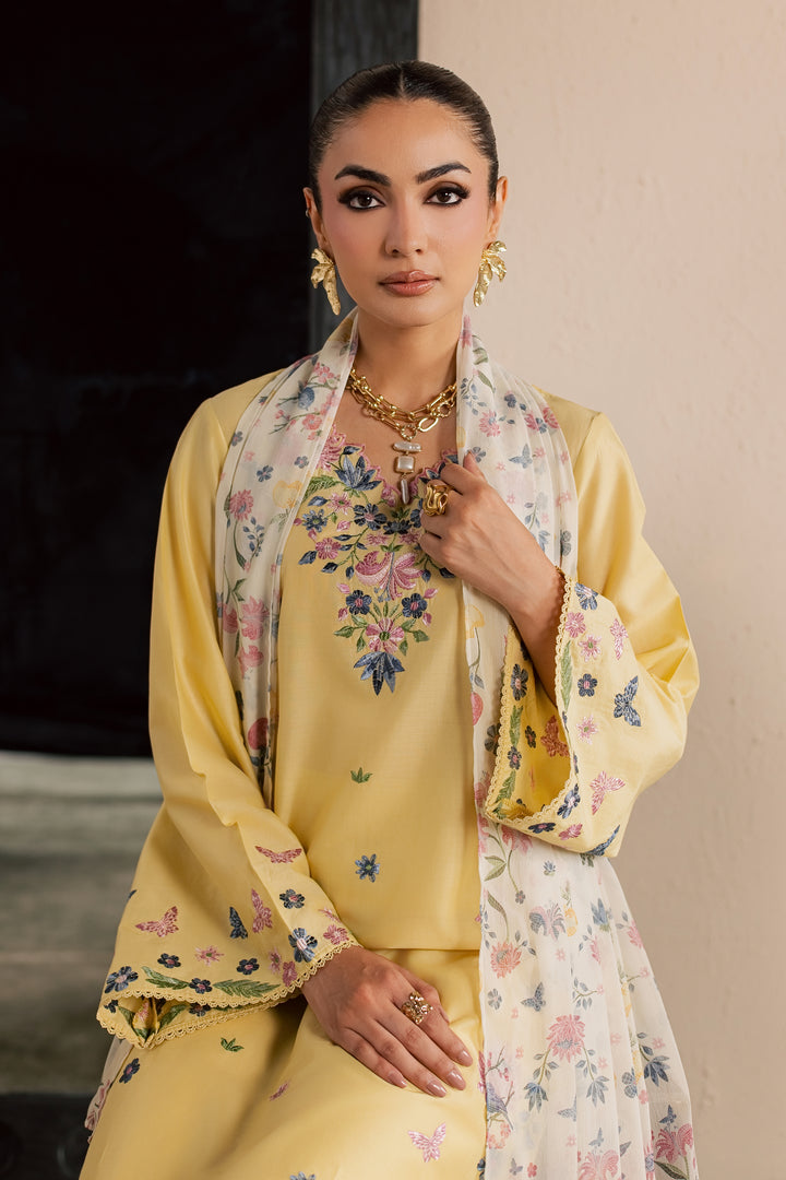 Custard 3Pc - Embroidered Lawn Dress
