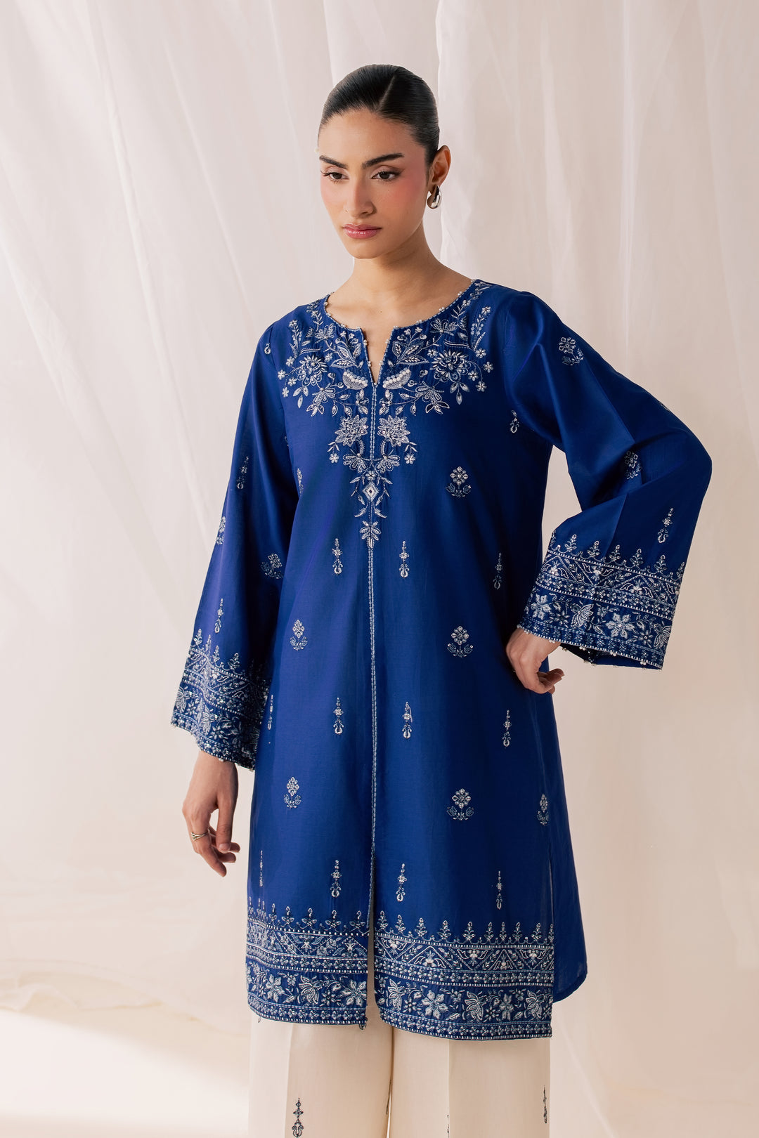 Blue Poppy 2Pc - Luxury Embroidered Lawn