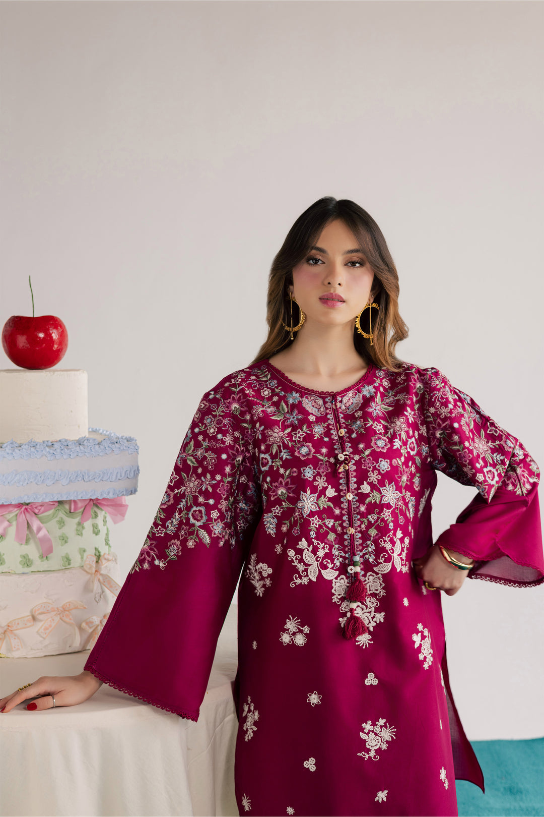 Pink Flora 2Pc - Embroidered Lawn Dress
