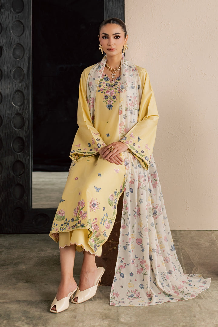 Custard 3Pc - Embroidered Lawn Dress