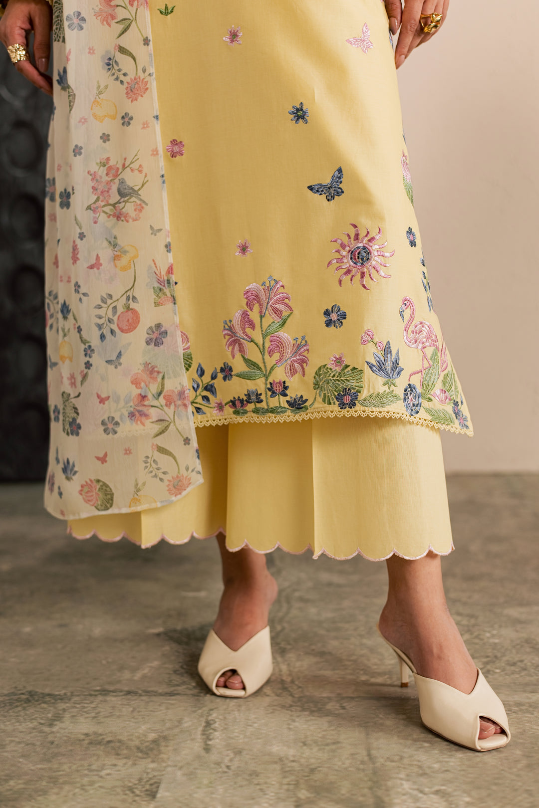 Custard 3Pc - Embroidered Lawn Dress