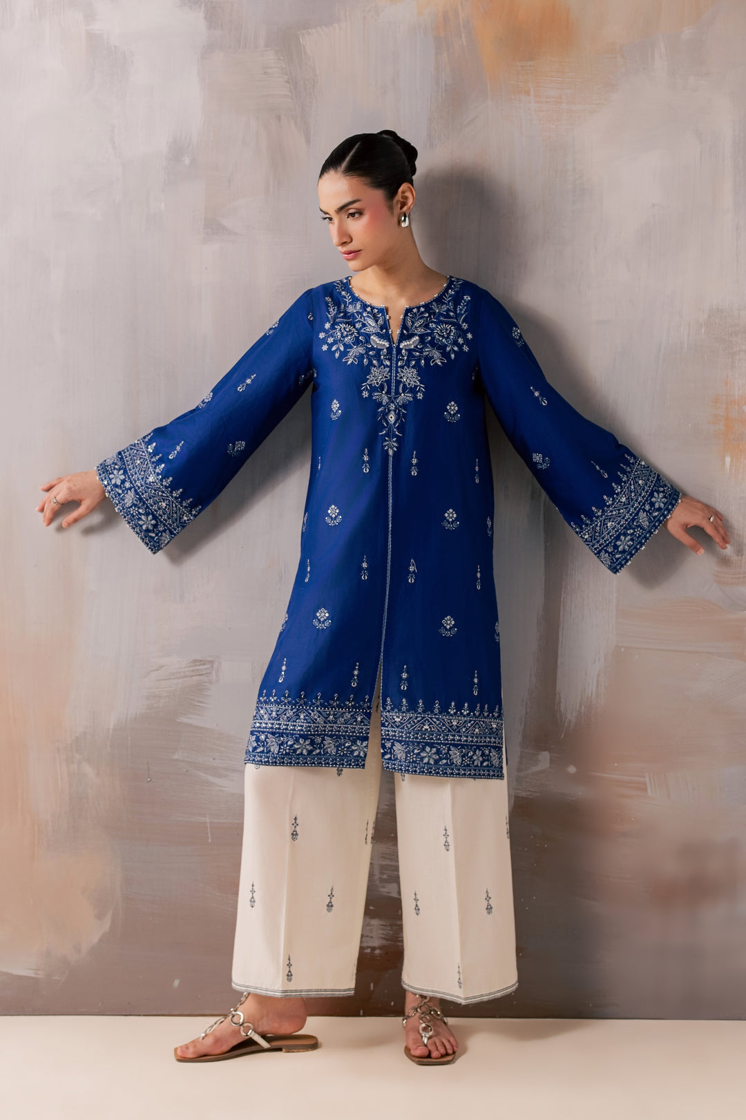 Blue Poppy 2Pc - Luxury Embroidered Lawn