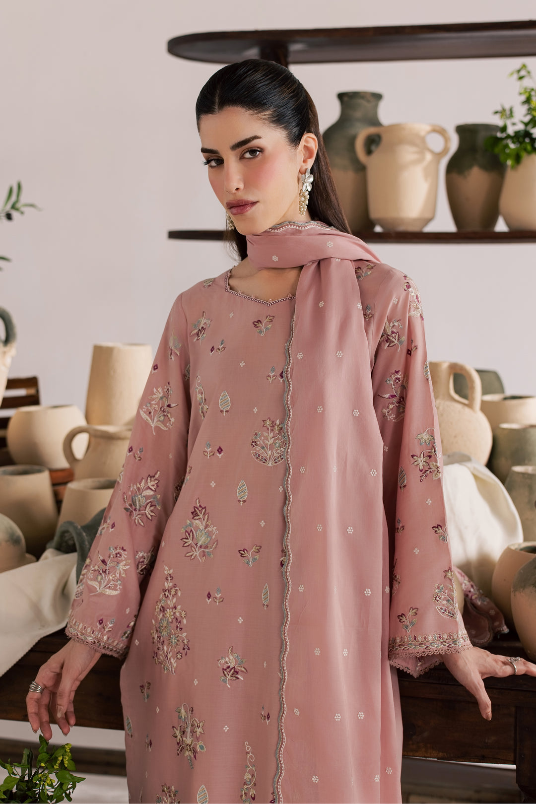 Cloud Pink 3Pc - Embroidered Lawn Dress