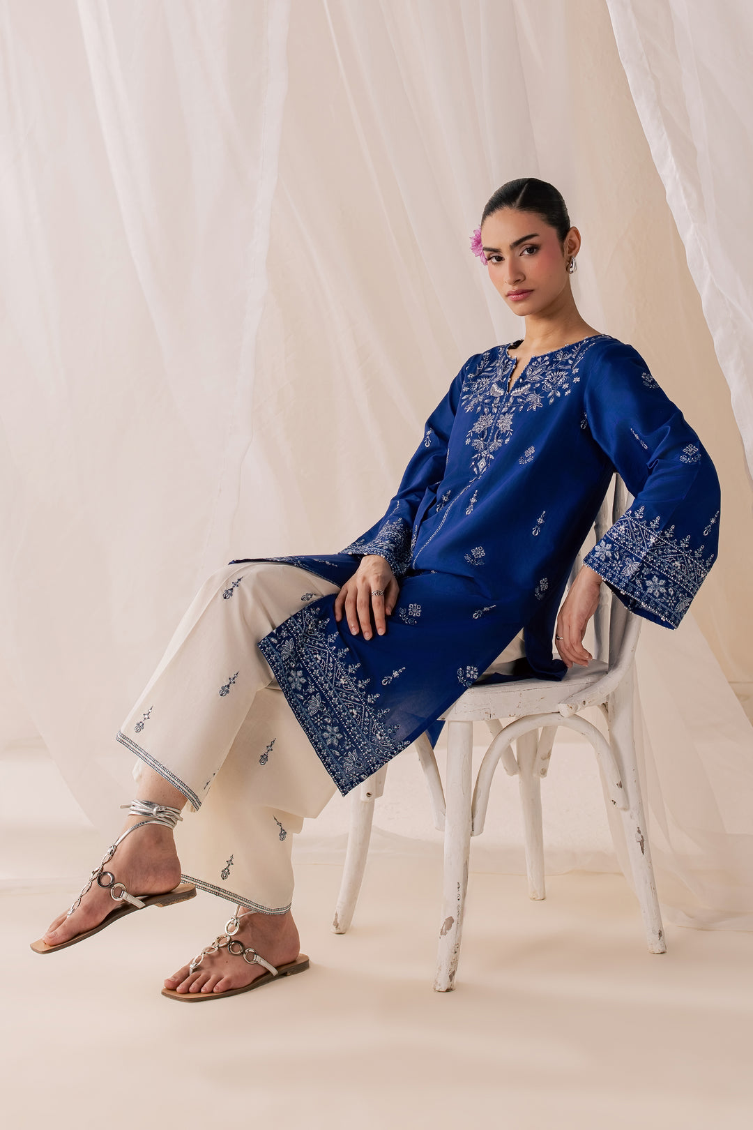 Blue Poppy 2Pc - Luxury Embroidered Lawn