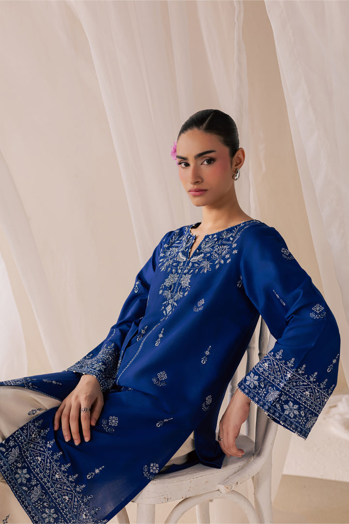 Blue Poppy 2Pc - Luxury Embroidered Lawn