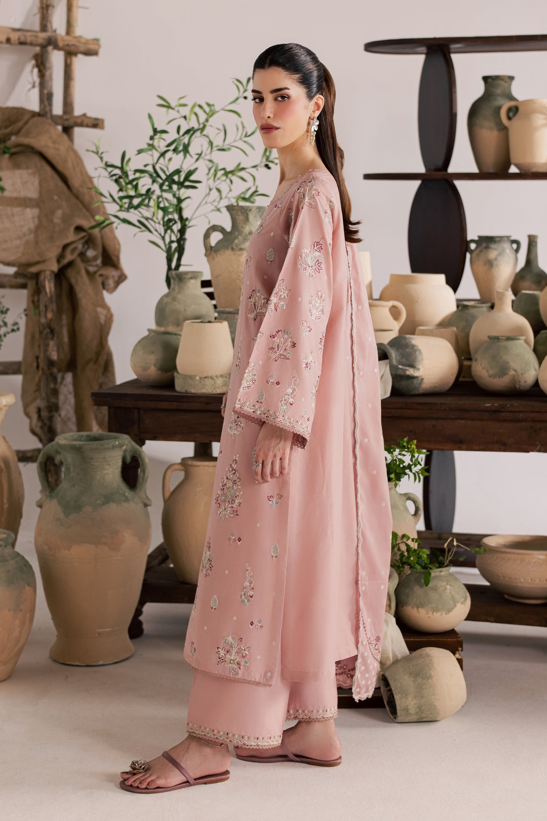 Cloud Pink 3Pc - Embroidered Lawn Dress