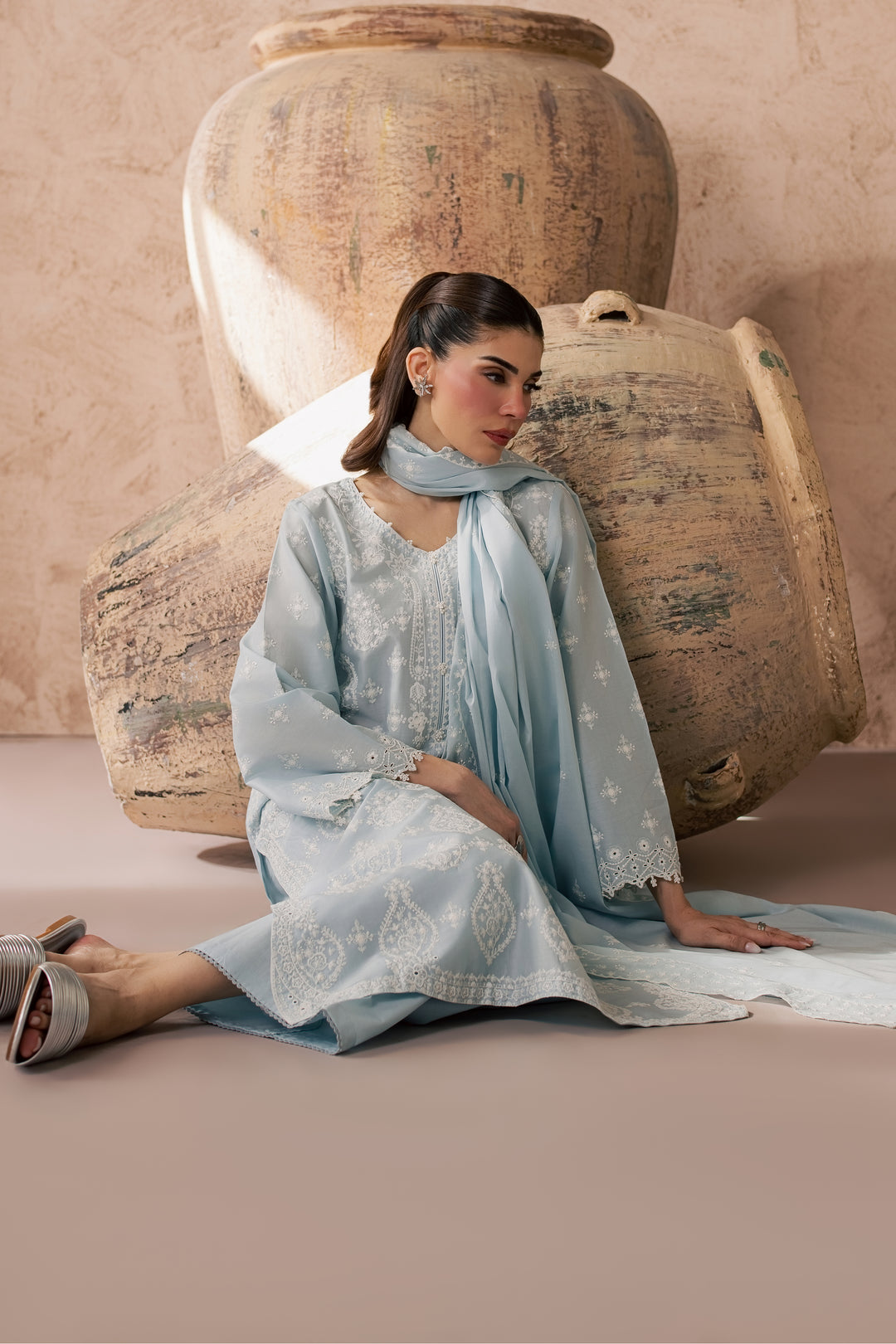 Leon 3Pc - Embroidered Lawn Dress