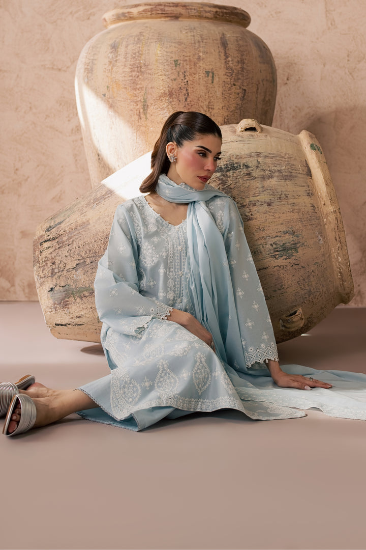 Leon 3Pc - Embroidered Lawn Dress
