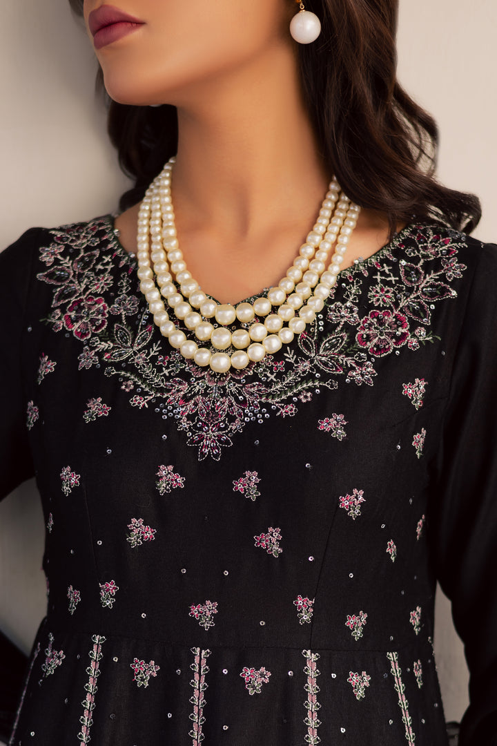 Black Mastani 3Pc - Embroidered Karandi Dress
