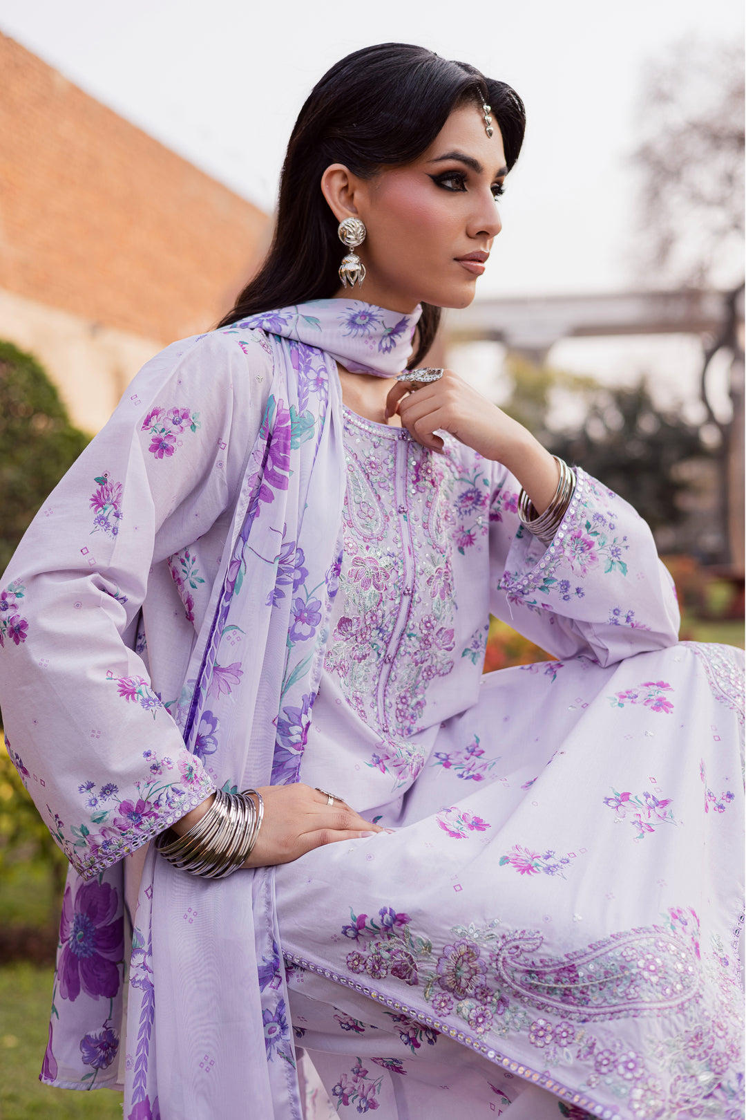 Morticia Lilac 3Pc - Festive Eid Prints