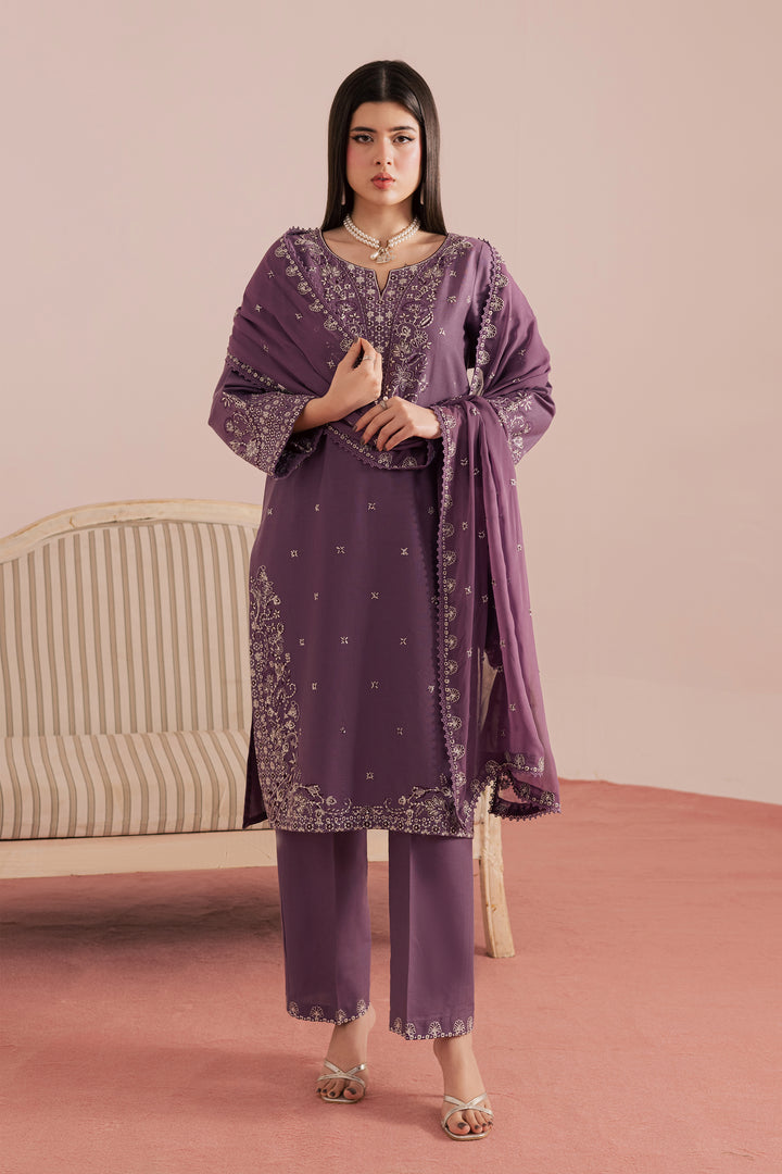 Deraya 3Pc - Embroidered Khaddar Dress