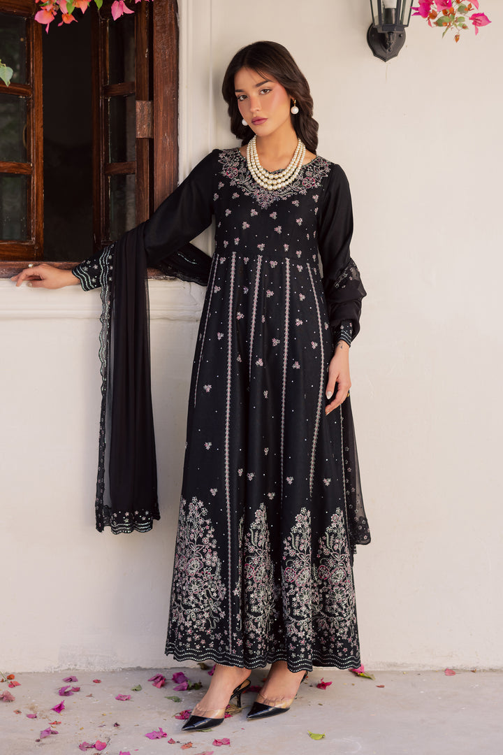 Black Mastani 3Pc - Embroidered Karandi Dress